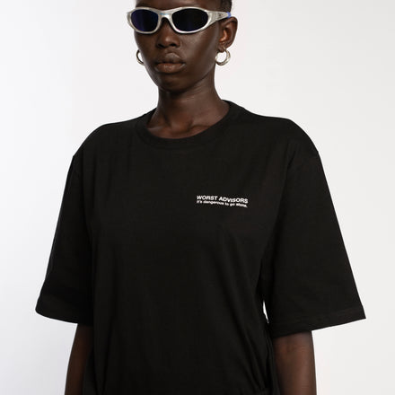 WORST ADVISORS SLOGAN BLACK TEE