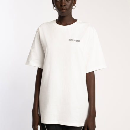 WORST ADVISORS SLOGAN WHITE TEE