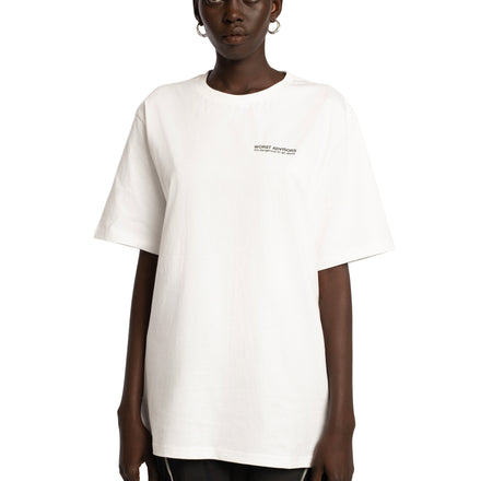 WORST ADVISORS SLOGAN WHITE TEE